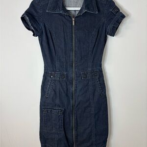 Mexx Dark Blue Denim Mini Dress with Zipper